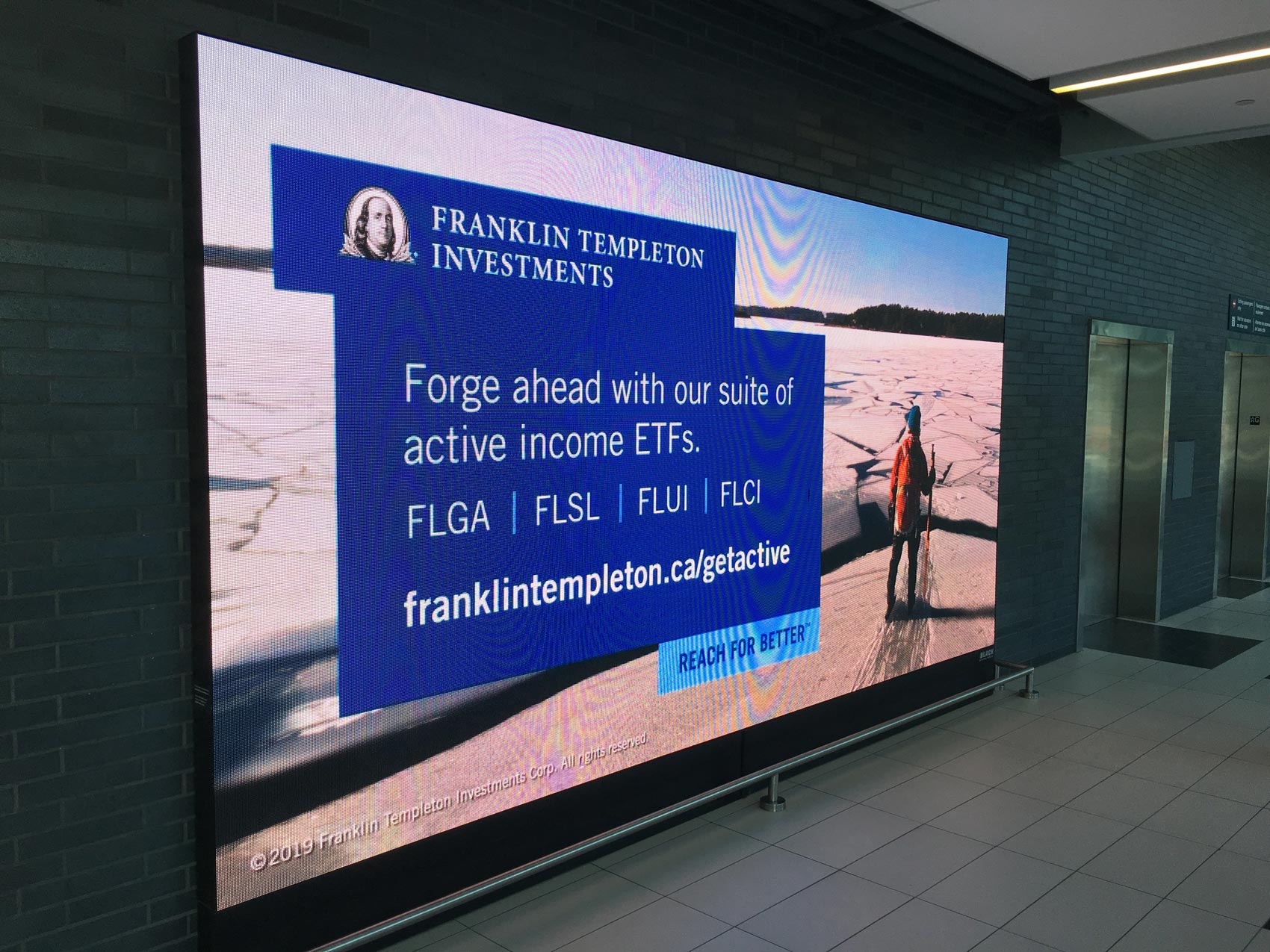 'Forge ahead with our suite of active income ETFs' billboard